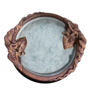 Blue Bowl Platter Terrafirma‎ Pottery 1993 Signed Art Dish Leaf Decor Art Decor